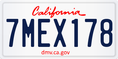 CA license plate 7MEX178