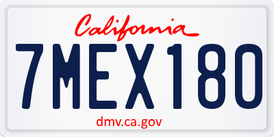 CA license plate 7MEX180