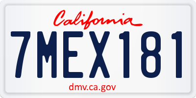 CA license plate 7MEX181