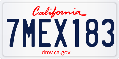 CA license plate 7MEX183