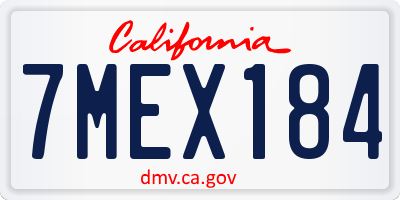 CA license plate 7MEX184