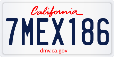 CA license plate 7MEX186