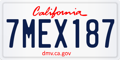CA license plate 7MEX187