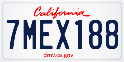 CA license plate 7MEX188