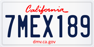 CA license plate 7MEX189
