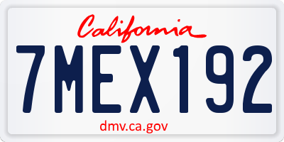 CA license plate 7MEX192