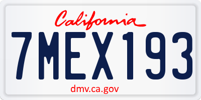CA license plate 7MEX193