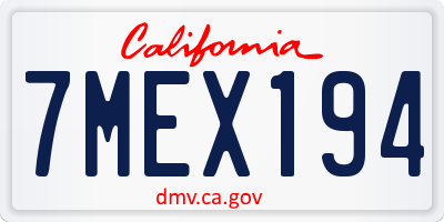 CA license plate 7MEX194