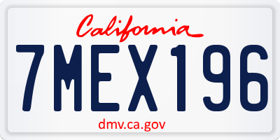 CA license plate 7MEX196