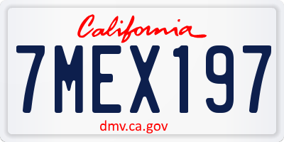 CA license plate 7MEX197