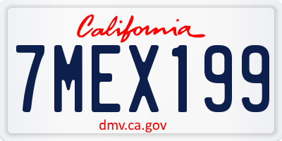 CA license plate 7MEX199