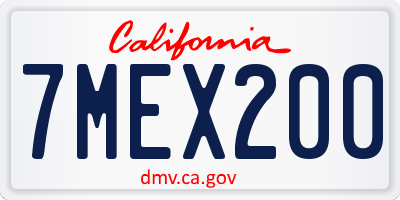 CA license plate 7MEX200