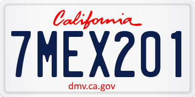 CA license plate 7MEX201