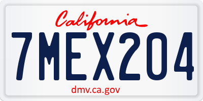 CA license plate 7MEX204