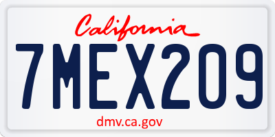 CA license plate 7MEX209