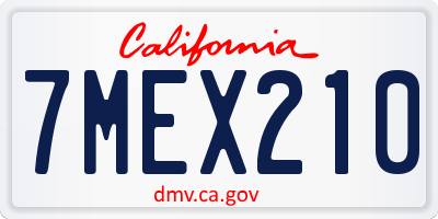 CA license plate 7MEX210