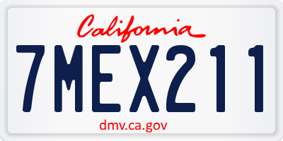 CA license plate 7MEX211