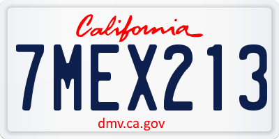 CA license plate 7MEX213