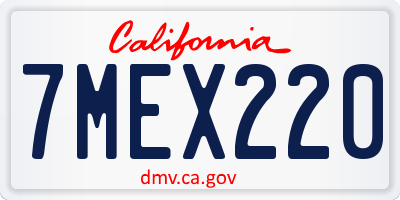 CA license plate 7MEX220