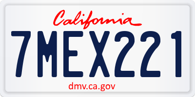 CA license plate 7MEX221