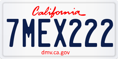 CA license plate 7MEX222