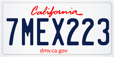 CA license plate 7MEX223