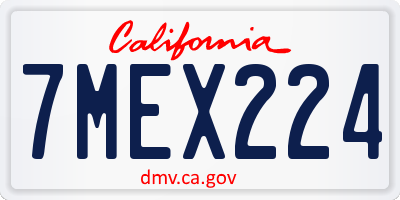 CA license plate 7MEX224