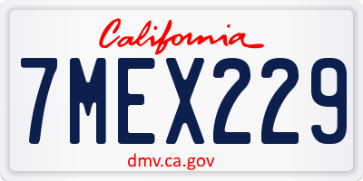 CA license plate 7MEX229