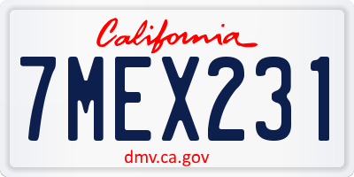CA license plate 7MEX231