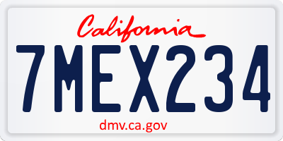 CA license plate 7MEX234