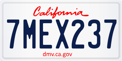 CA license plate 7MEX237