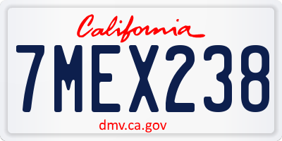 CA license plate 7MEX238