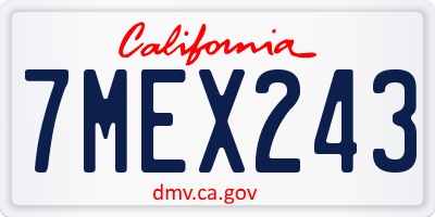 CA license plate 7MEX243