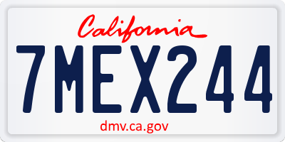 CA license plate 7MEX244