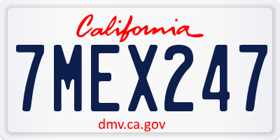 CA license plate 7MEX247