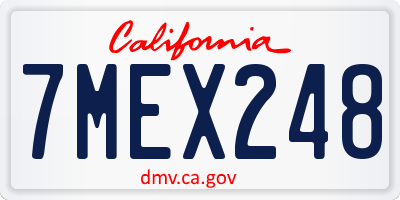 CA license plate 7MEX248