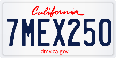CA license plate 7MEX250