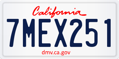 CA license plate 7MEX251