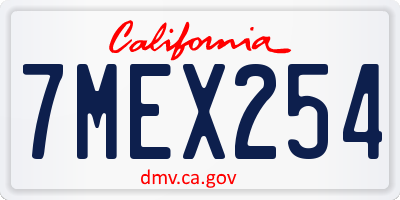 CA license plate 7MEX254