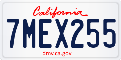 CA license plate 7MEX255