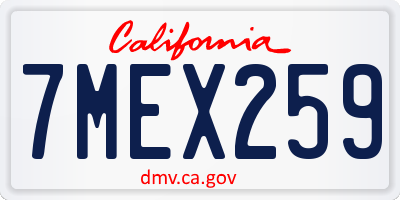 CA license plate 7MEX259