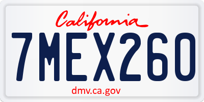 CA license plate 7MEX260