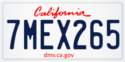 CA license plate 7MEX265