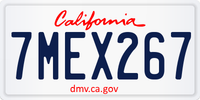 CA license plate 7MEX267