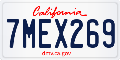 CA license plate 7MEX269