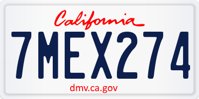 CA license plate 7MEX274