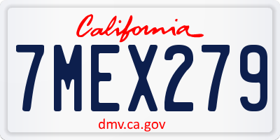 CA license plate 7MEX279