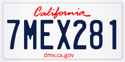 CA license plate 7MEX281