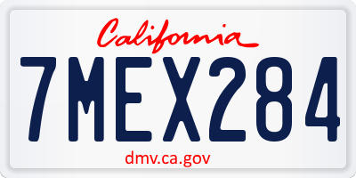 CA license plate 7MEX284