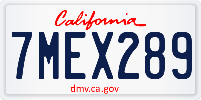 CA license plate 7MEX289